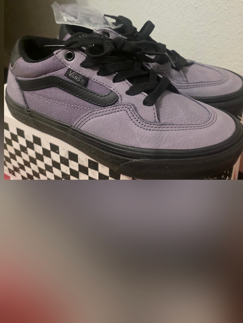 Vans Lavender and Black Low-Top Skate Sneakers